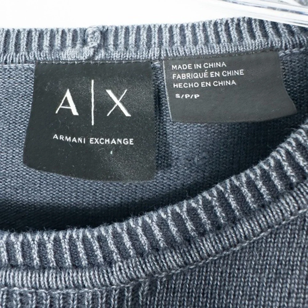 Armani Exchange Crewneck Knit Pullover‎ Sweater Mens Small Cotton Blue Gray